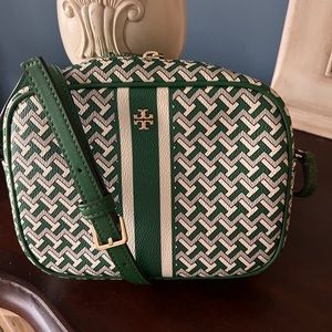 Tory Burch Green and White Crossbody Bag
